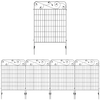 Outsunny Decorative Garden Fencing, 4PCs Outdoor Picket Fence Panels, 43in x 11.5ft Rustproof Metal Wire Landscape Flower Bed Border Edging Animal Barrier, Black(m-1)