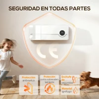HOMCOM Calefactor Eléctrico Bajo Consumo de Pared 2000W con 3 Modos Pantalla LED Termostato Temporizador y Oscilación Blanco(m-9)