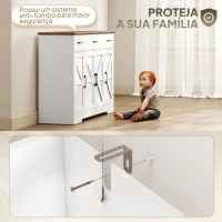 HOMCOM Aparador de Cozinha Rústico 4 Prateleiras de Porta Prateleiras Ajustáveis 3 Gavetas 120x38x87 cm Branco e Nogueira(m-6)