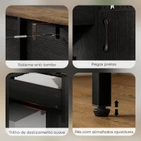 HOMCOM Aparador de 2 Portas com Orifícios 2 Compartimentos e Gaveta Prateleiras Ajustáveis 100x40x80 cm Preto e Castanho Rústico(m-7)