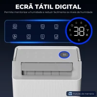 HOMCOM Desumidificador 35L/Dia para Áreas de 40-90 m² Indicador de Humidade Depósito de 5,5 Litros Temporizador 24h 35,5x27,5x52,2 cm Branco(m-6)