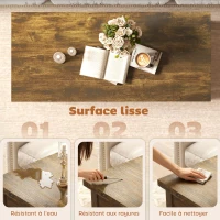 HOMCOM Table basse relevable et extensible table de salon avec compartiment caché étagère ouverte 100x45x50,5cm brun rustique(m-7)