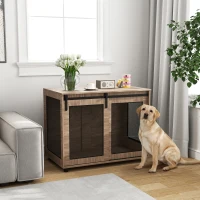 PawHut Hondenbox, Vervoersbox voor Honden, Terugtrekbox voor Huisdieren, Afsluitbare Deuren, 98 x 60 x 78 cm, Lichtbruin(m-10)