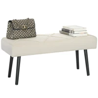 HOMCOM Banco de Pé de Cama Multifuncional e Moderno Banco de Dormitório com Pés de Aço e Assento Acolchoado 100x36x45 cm Creme(m-10)