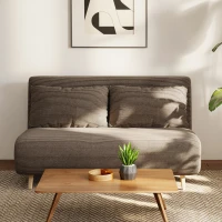 HOMCOM Schlafsofa, Gästebett, 3-fach verstellbare Rückenlehne, Kordoptik, bis 120 kg, 141 x 90 x 81 cm, Dunkelbraun(m-7)