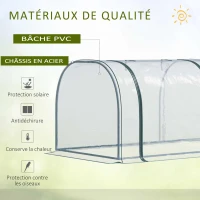 Outsunny Mini Serre de Jardin mini serre tunnel serre à tomates 3,5L x 1l x 0,8H m Acier PVC Haute densité Anti-UV 3 fenêtres avec Zip enroulables Vert et Transparent(m-4)