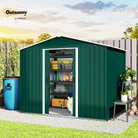 Outsunny 8 x 6ft Garden Storage Shed with Double Sliding Door Outdoor Tool Green(m-8)