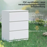 HOMCOM Ladekast met 3 lades, voor woonkamer, slaapkamer, hal, spaanplaat, wit(m-7)