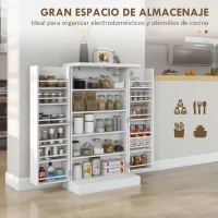 HOMCOM Armario Despensa Cocina con 2 Puertas 16 Estantes Alacena Moderna con Estantes Ajustables 60x30x104 cm Blanco(m-4)