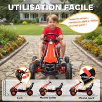 AIYAPLAY Kart à pédales Go-Kart pour enfants siège réglable pneus EVA embrayage manuel et frein 110 x 61 x 62 cm rouge(m-4)