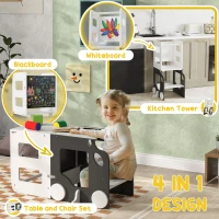 AIYAPLAY Toddler Step Stool, 4 in 1 Standing Tower, Foldable Toddler Step with Safety Rail, for Kitchen, Bathroom, Grey(m-4)