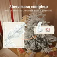 HOMCOM Albero di Natale Innevato Alto 150 cm con Rami Realistici e Base in Metallo Pieghevole(m-5)