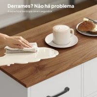 HOMCOM Aparador de Cozinha Rústico 4 Prateleiras de Porta Prateleiras Ajustáveis 3 Gavetas 120x38x87 cm Branco e Nogueira(m-8)