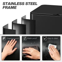 HOMCOM 3 x 15L Pedal Bin, Steel Triple Kitchen Bin with Soft Close Lid, Removable Inner Buckets, Fingerprint-Proof, Black(m-8)