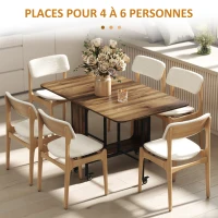 HOMCOM Table à manger pliante sur roulettes, table de cuisine pour 6 personnes avec étagère intégrée, 130 x 80 x 74 cm, marron(m-8)