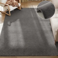 HOMCOM Tapis salon 230 x 160 cm tapis à poils longs, lavable en machine, antidérapant, en fausse fourrure, gris clair(m-11)
