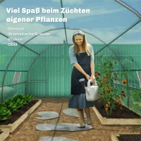 Outsunny Gewächshaus 800x300x200cm Foliengewächshaus Tomatenhaus mit Tür, 12 Fenster, Folientunnel aus verzinktem Stahl, PE, stabiles Treibhaus Pflanztunnel, inkl. Erdanker & Seilen, Grün(m-7)