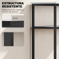 HOMCOM Consola Recibidor Estrecha con Superficie con Efecto Mármol Estante Abierto y Marco de Metal 100x30x81 cm Blanco(m-7)