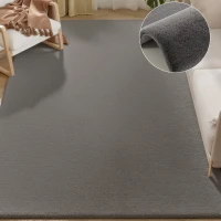 HOMCOM Tapis salon 200 x 140 cm tapis à poils longs, lavable en machine, antidérapant, en fausse fourrure, gris clair(m-11)