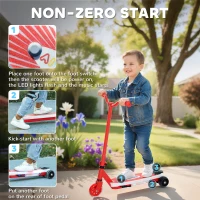 AIYAPLAY Electric Scooter for Kids Aged 4-7 Years, with Flashing LED Lights, Rear Auxiliary Wheels, Red(m-4)