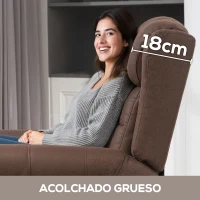 HOMCOM Sillón Relax Reclinable Manual hasta 155º Apertura Push con Reposapiés Respaldo Alto Acolchado Grueso Marrón(m-6)