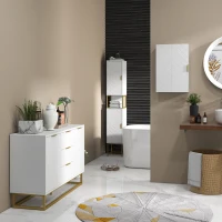 kleankin Ensemble de meubles de rangement - lot de buffet, armoire murale et meuble colonne - étagère réglable, pieds en acier(m-10)