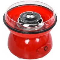 HOMCOM 450W Candy Floss Machine, Professional Automatic Cotton Candy Sweet Machine with Candyfloss Sticks, Spoon, Splash Guard, Non-Slip Base for Birthday Christmas Wedding Party, Funfair Style, Red(m-1)