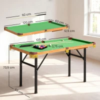 SPORTNOW Klappbarer Billardtisch, Mini-Billiard-Tisch, 2 Queues, 16 Kugeln, Dreieck, Bürste, Grün(m-3)