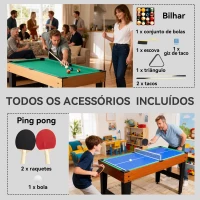 SPORTNOW Mesa Multijogos 5 em 1 Mesa de Jogo com Matraquilho Bilhar Ping-Pong Hóquei e Basquetebol 134x108x144 cm Madeira e Preto(m-7)