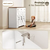 HOMCOM Aparador de Cocina Rústico 4 Estantes de Puerta Estantes Ajustables 3 Cajones 120x38x87 cm Blanco y Nogal(m-6)