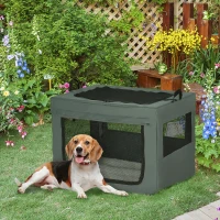 PawHut Sac de transport pliable pour animaux de compagnie avec poignée tissu en maille 89,5L x 62,5l x 62,5H cm gris noir(m-10)