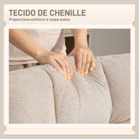 HOMCOM Poltrona Giratória Moderna Poltrona de Sala de Estar com Base de Cruz Estofada em Chenille Impermeável Assento Extra Largo e Pernas de Aço Poltrona Relax para Sala de Estar Quarto 75x95x90 cm Creme(m-7)
