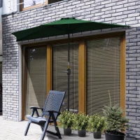 Outsunny Demi parasol parasol de balcon 5 entretoises métal cheminée incluse 2,93 x 1,5 x 2,49 m polyester haute densité vert(m-10)