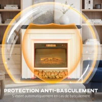 HOMCOM Cheminée électrique 1800W, fausse cheminée décorative lumières LED RGB, effet flamme, manteau, 105 x 27 x 97 cm, noir(m-8)