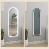 HOMCOM Oglindă de Perete în Formă de Arc cu Iluminare LED, Control Tactil și Sticlă Călită, 40x3x120 cm, Transparentă(m-9)