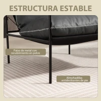 HOMCOM Butaca de Salón Moderna Sillón de Lectura Tapizado en Cuero Sintético Fundas de Cojines Extraíbles Gris Carbón(m-5)
