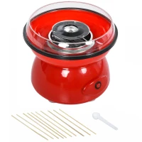 HOMCOM 450W Candy Floss Machine, Professional Automatic Cotton Candy Sweet Machine with Candyfloss Sticks, Spoon, Splash Guard, Non-Slip Base for Birthday Christmas Wedding Party, Funfair Style, Red(m-10)