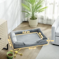 PawHut Medium Dog Bed Cat Bed with Non-Slip Base Removable & Washable Cover 91.5x68.5x16.5 cm Gray(m-3)