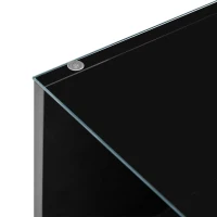 Tavolino da salotto con vano contenitore, illuminazione LED d'atmosfera, piano in vetro e 2 cassetti, 105x50x35 cm, Nero(m-6)