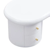 Tavolino da salotto con forma irregolare, 2 cassetti, 97x64x42 cm, Bianco(m-6)