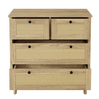 Cassettiera con 4 cassetti in rattan, 80x40x80 cm, Colore naturale(m-9)