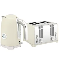 HOMCOM Retro 3000W Kettle and Toaster Set - Grey(m-1)