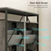 HOMCOM Shoe Storage Cabinet with 4 Flip Drawers and Open Shelf - Cement Grey(m-9)