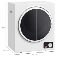 HOMCOM Uscător de Rufe Electric Portabil 850W, capacitate 33L, 4 moduri de funcționare, oțel inoxidabil, 49L x 40,5l x 60Î  cm(m-3)