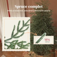 HOMCOM Brad Plin de Crăciun de 6 ft cu Vârfuri Dense Realiste, Montaj Ușor - Verde(m-5)