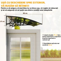 Outsunny Copertina de exterior pentru ferestre si usi, din policarbonat si aluminiu, 200x96x27cm – maro(m-7)