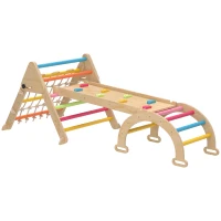 AIYAPLAY 8-in-1 Toddler Climbing Frame, Indoor Play Triangle Set with Slide, Arch and Triangle Ladder, Multicolour(m-11)