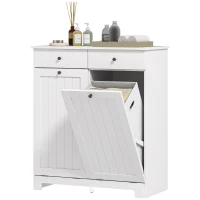 HOMCOM Mobile Bagno con 2 Ceste Portabiancheria Rimovibili, 2 Cassetti e 2 Ante a Ribalta, 78x38x90 cm, Bianco(m-10)