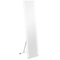 HOMCOM Full Length Dressing Mirror, LED Lighted Wall Mirror for Bedroom, Adjustable Brightness and 3 Colours, White(m-1)