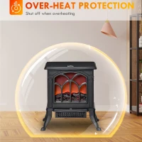 HOMCOM Șemineu Electric 750/1500 W cu Efect de Flacără Acoperire 15-20 m², Negru(m-6)